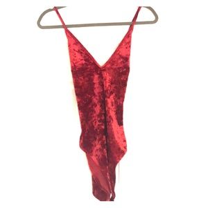Cross back crushed velvet bodysuit